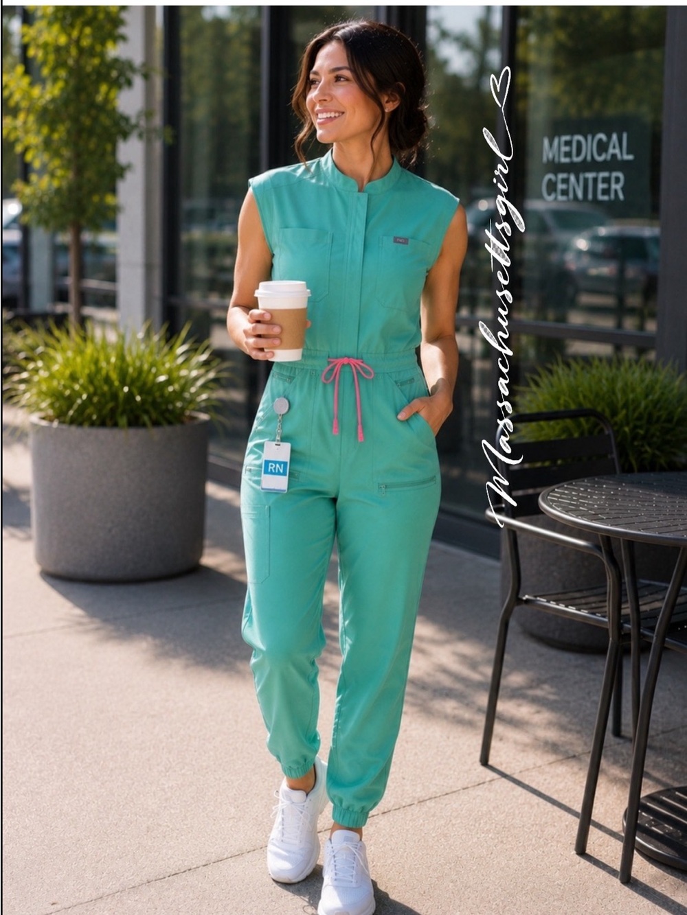 FIGS Rafaela Jogger ScrubJumpsuit Surgical Green Size Medium Petite